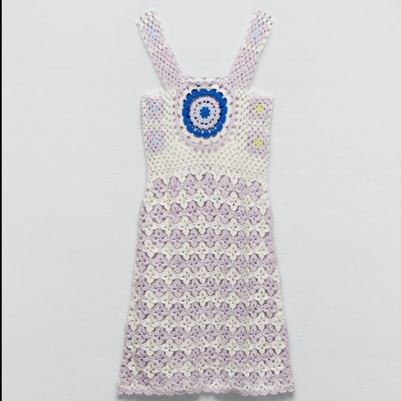 Zara Crochet Knit Mini Dress Limited Edition - Picture 6 of 11